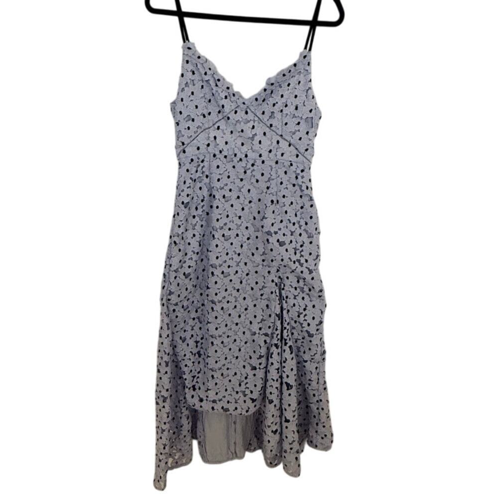 Sau Lee Lucy Eyelet Midi Dress blue size 8